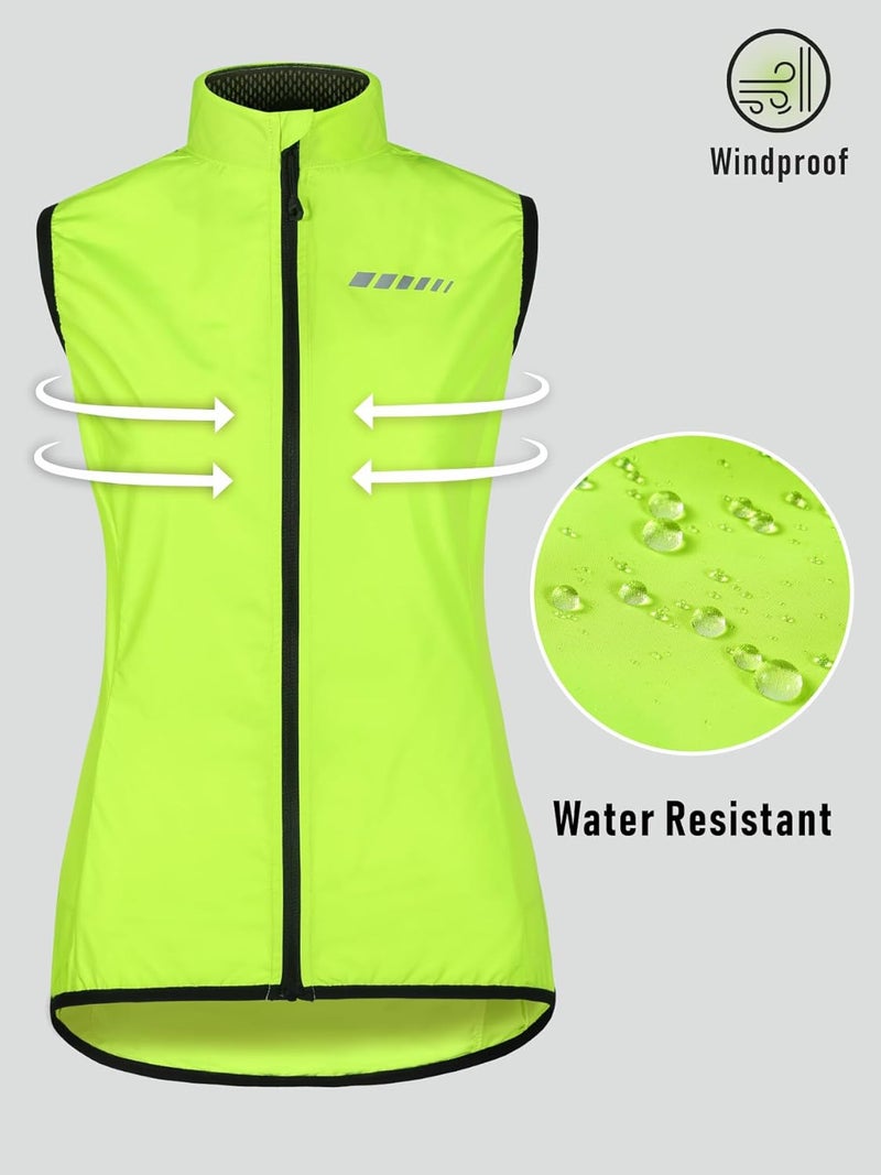 qualidyne Women's Windproof Cycling Vest – Lightweight Full Zip Sleeveless Biking Jacket with Pocket for Cycling, Running - Image 2